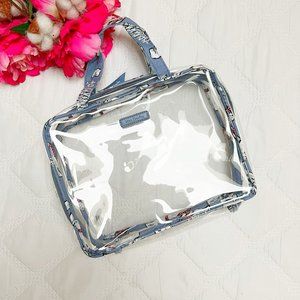 Vera Bradley Beary Merry Cool Blue Pattern, Clear Plastic Toiletry Bag